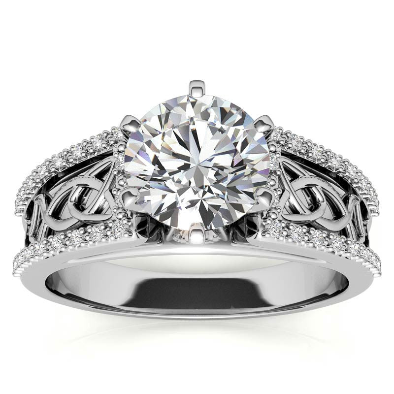 Moissanite & Diamond Celtic Style Engagement Ring