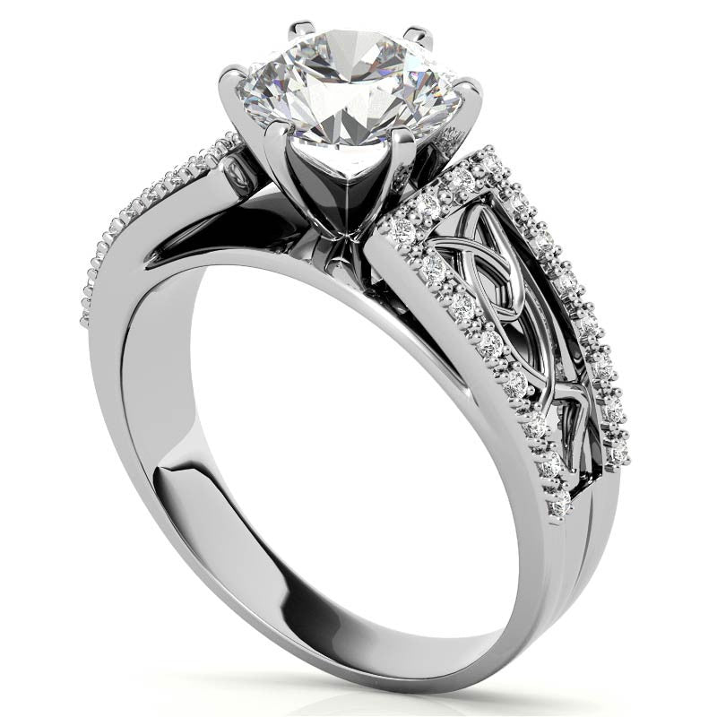 Moissanite & Diamond Celtic Style Engagement Ring
