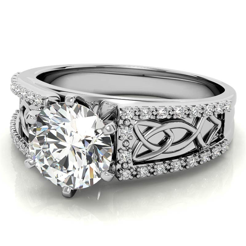 Moissanite & Diamond Celtic Style Engagement Ring