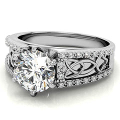 Moissanite & Diamond Celtic Style Engagement Ring