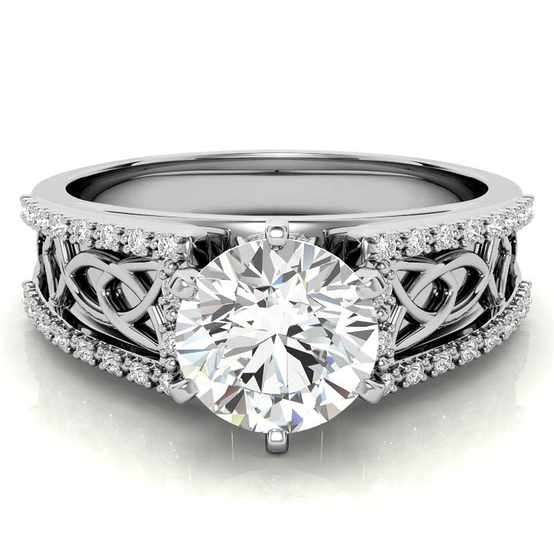 Moissanite & Diamond Celtic Style Engagement Ring