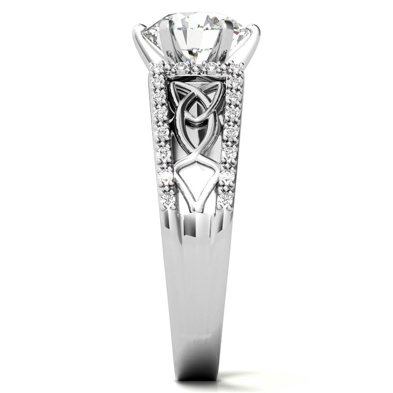 Moissanite & Diamond Celtic Style Engagement Ring