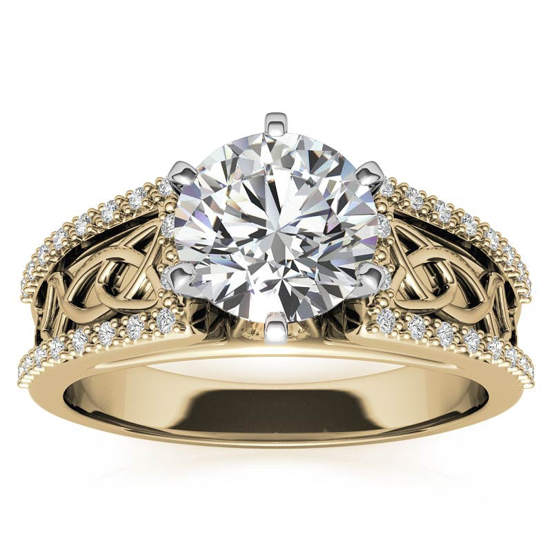 Moissanite & Diamond Celtic Style Engagement Ring