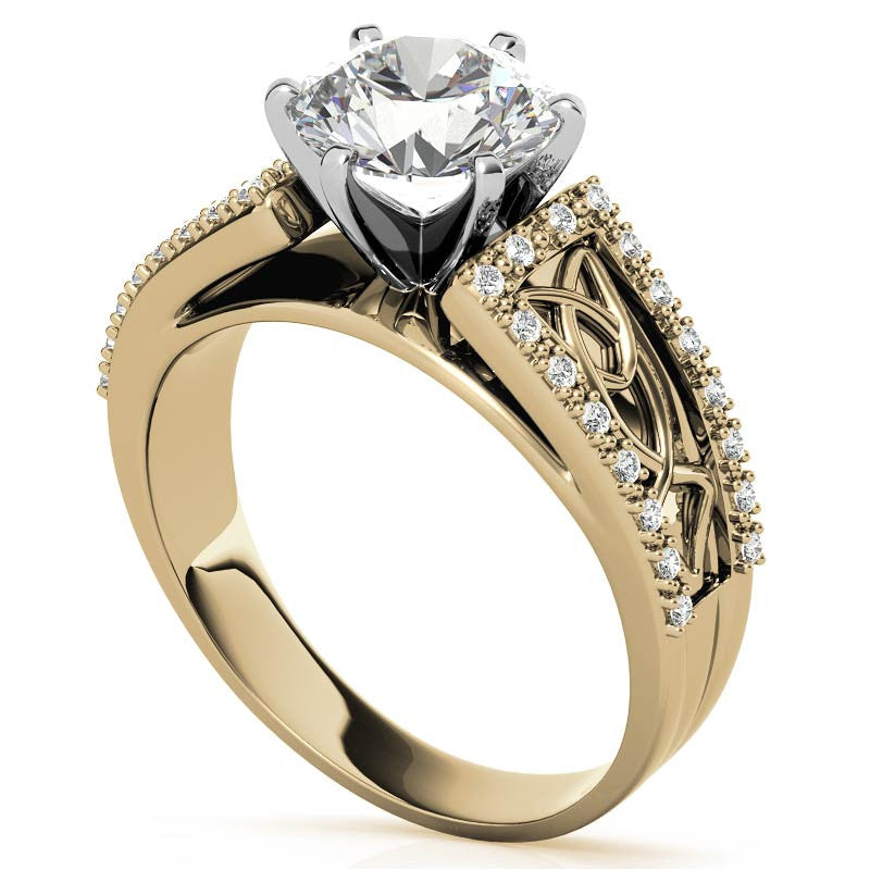 Moissanite & Diamond Celtic Style Engagement Ring