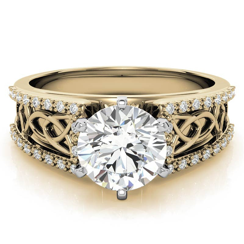 Moissanite & Diamond Celtic Style Engagement Ring