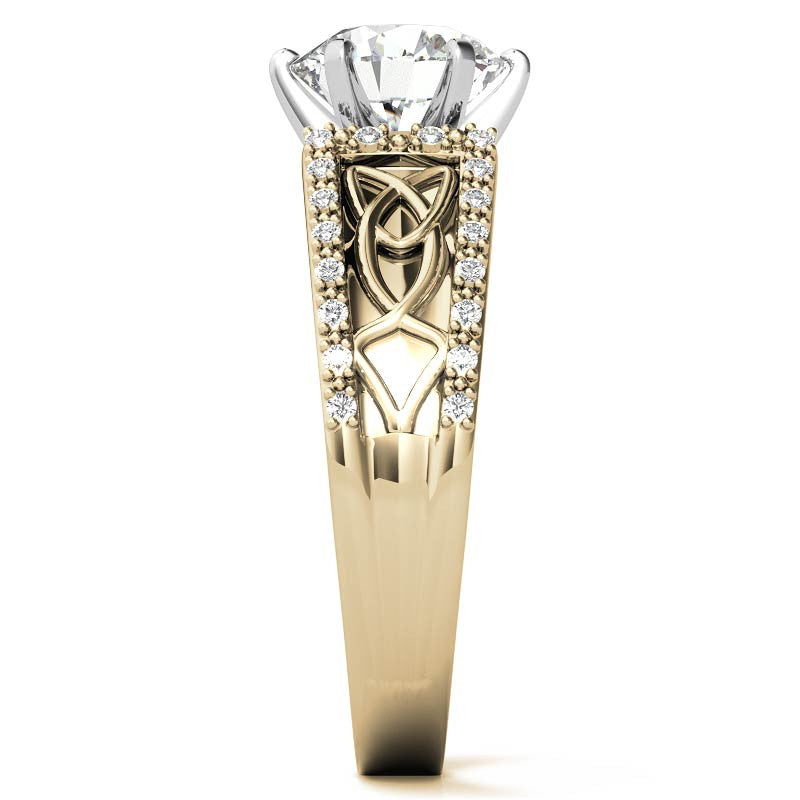 Moissanite & Diamond Celtic Style Engagement Ring
