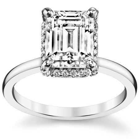 Emerald / Radiant Moissanite Engagement Ring