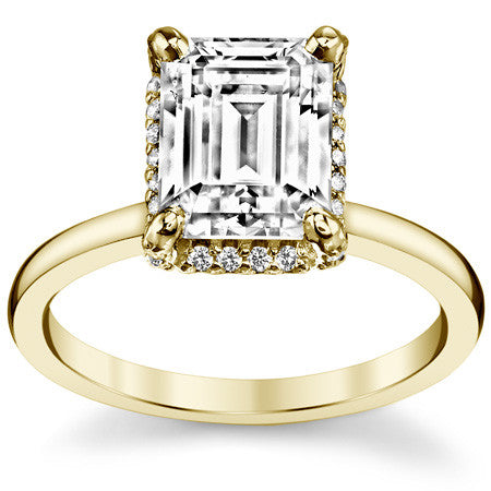 Emerald / Radiant Moissanite Engagement Ring