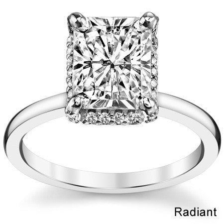 Emerald / Radiant Moissanite Engagement Ring