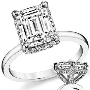 Emerald / Radiant Moissanite Engagement Ring