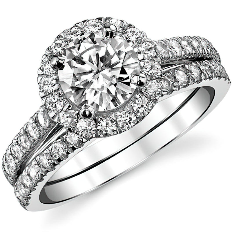 Round Halo Moissanite Engagement Ring
