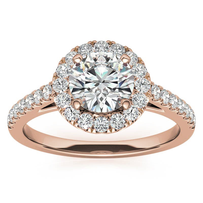 Round Halo Moissanite Engagement Ring