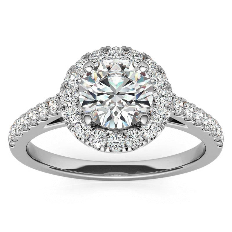 Round Halo Moissanite Engagement Ring