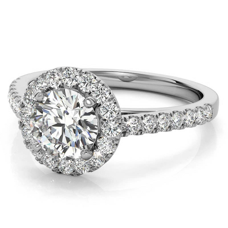Round Halo Moissanite Engagement Ring