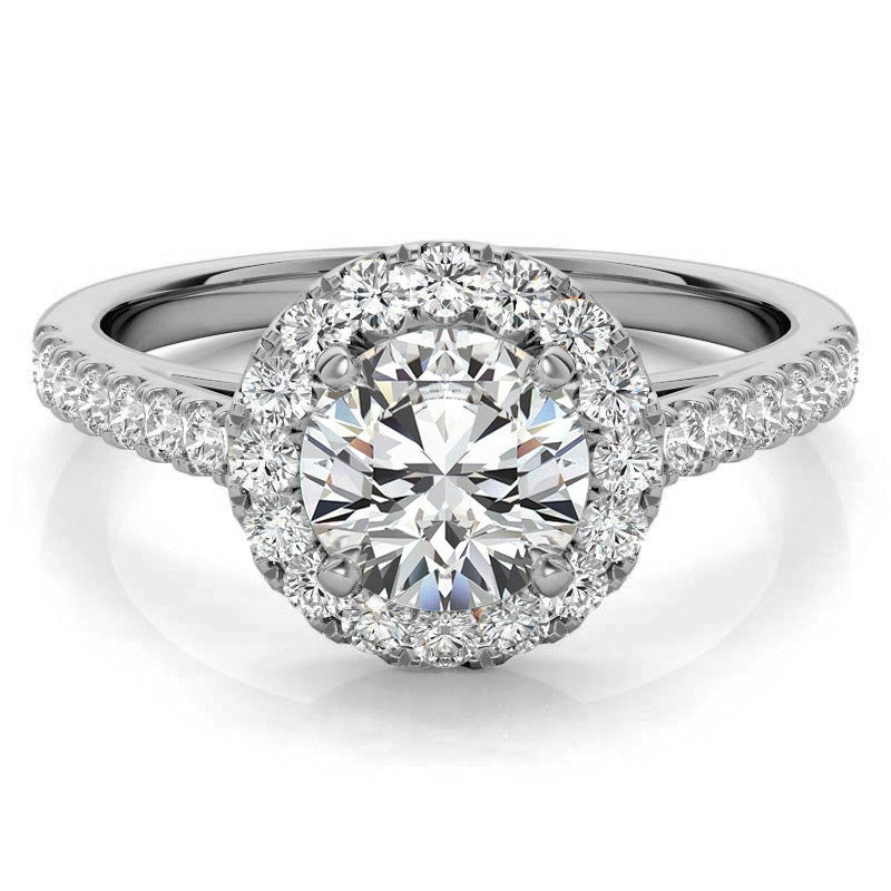 Round Halo Moissanite Engagement Ring