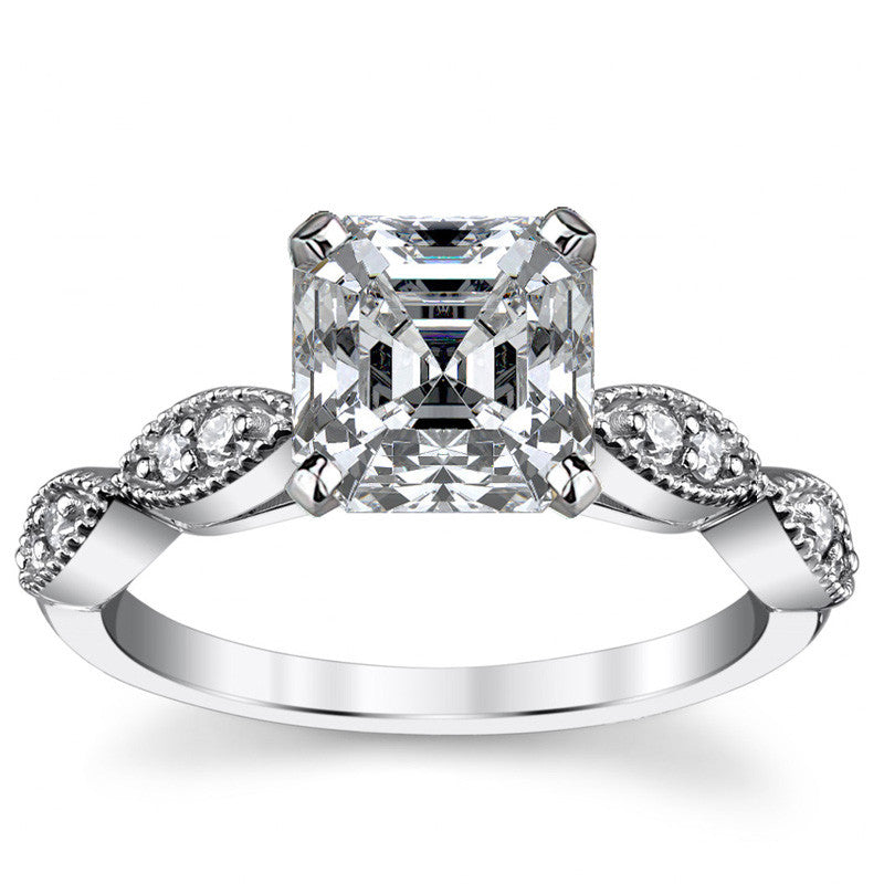 Scalloped Cathedral Moissanite Engagement Ring