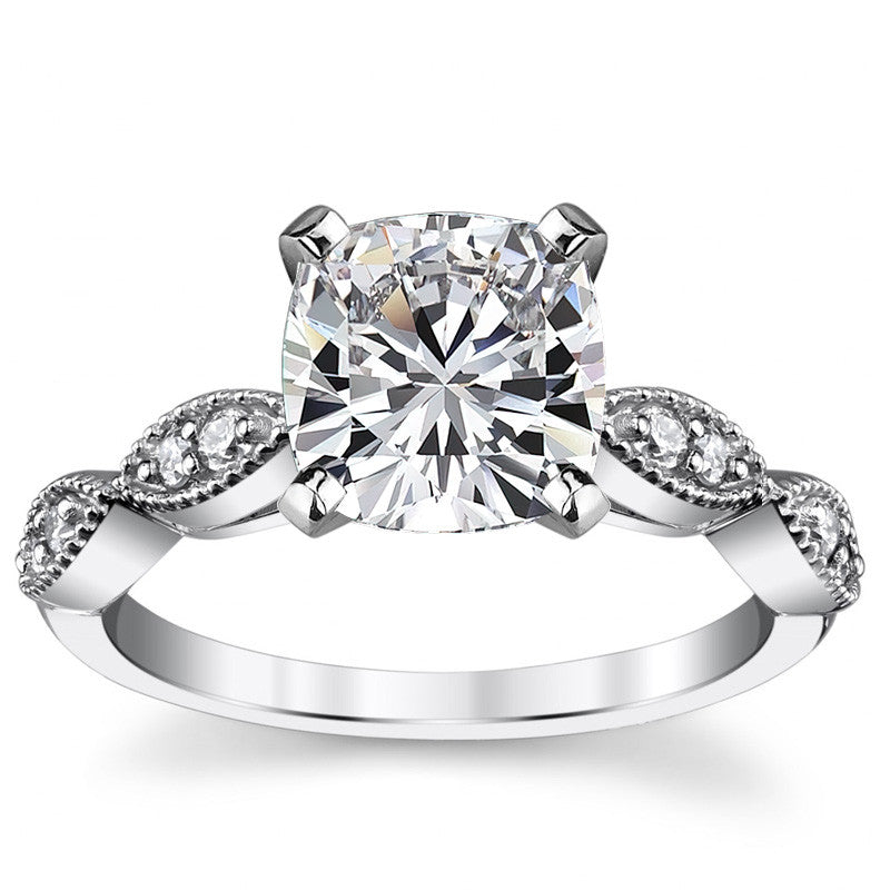 Scalloped Cathedral Moissanite Engagement Ring