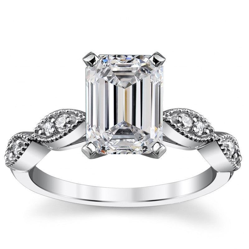 Scalloped Cathedral Moissanite Engagement Ring