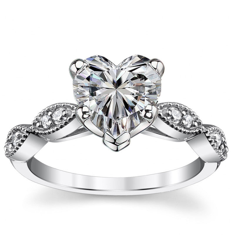 Scalloped Cathedral Moissanite Engagement Ring