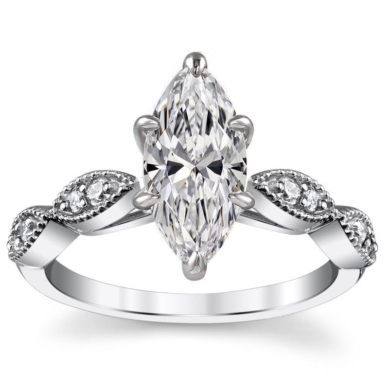 Scalloped Cathedral Moissanite Engagement Ring