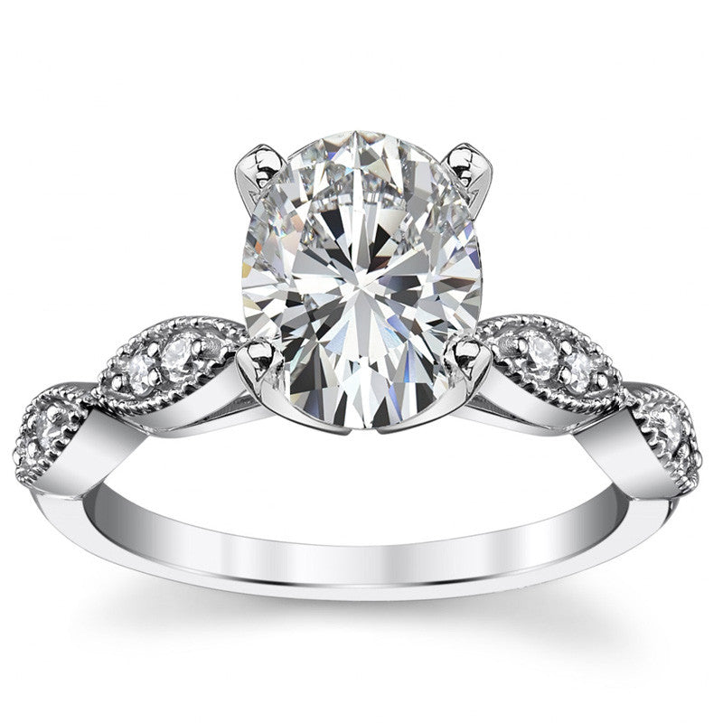 Scalloped Cathedral Moissanite Engagement Ring