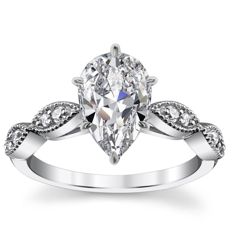 Scalloped Cathedral Moissanite Engagement Ring