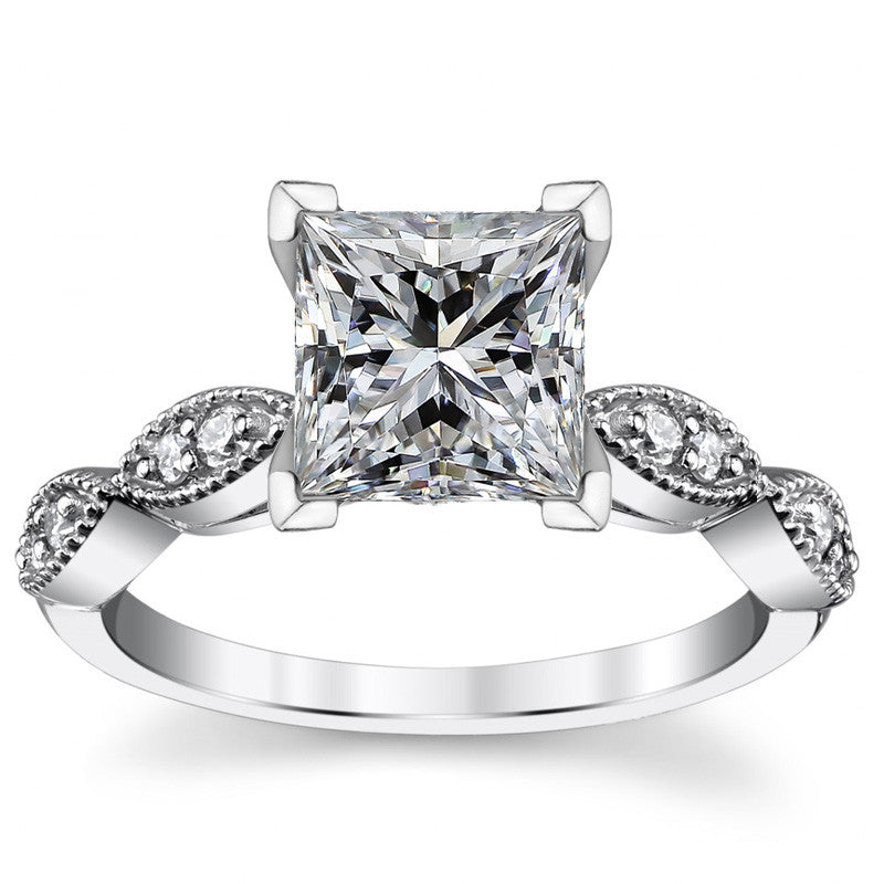 Scalloped Cathedral Moissanite Engagement Ring
