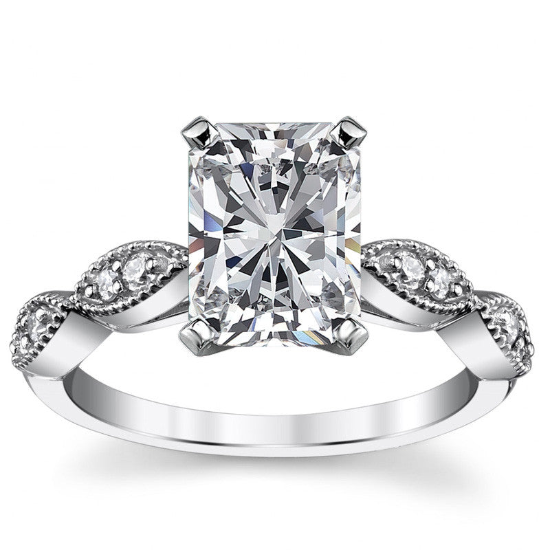 Scalloped Cathedral Moissanite Engagement Ring
