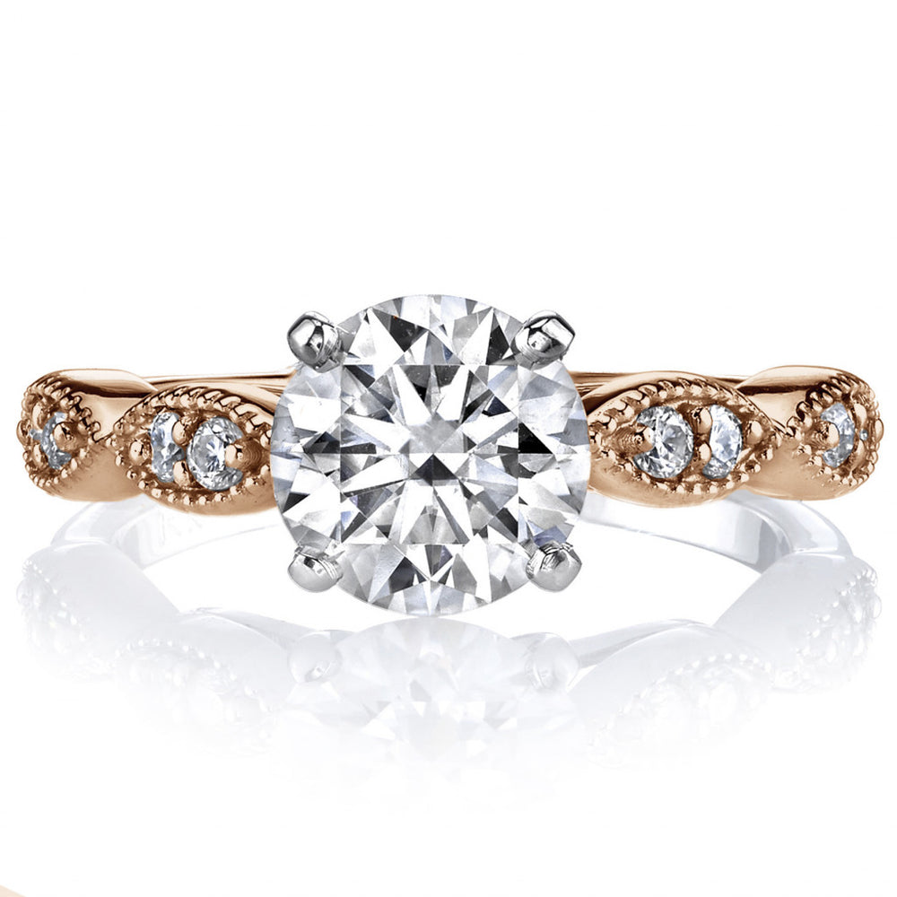 Scalloped Cathedral Moissanite Engagement Ring