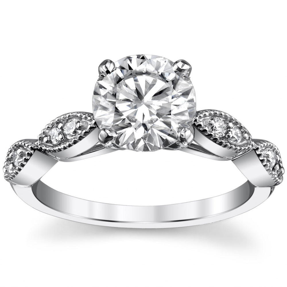 Scalloped Cathedral Moissanite Engagement Ring