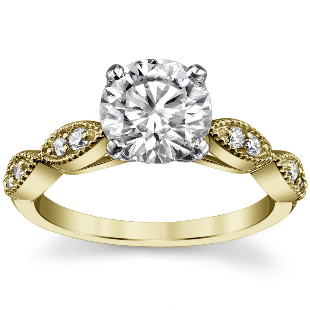Scalloped Cathedral Moissanite Engagement Ring