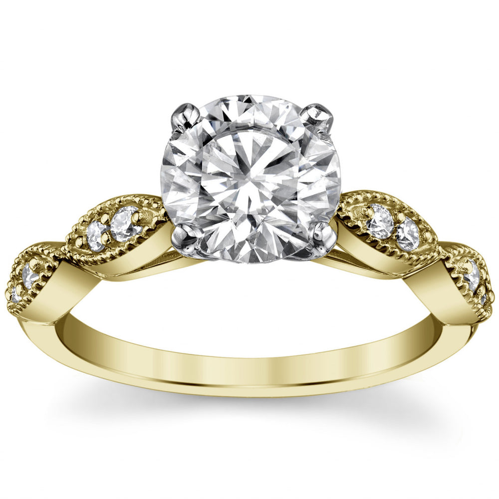 Scalloped Cathedral Moissanite Engagement Ring