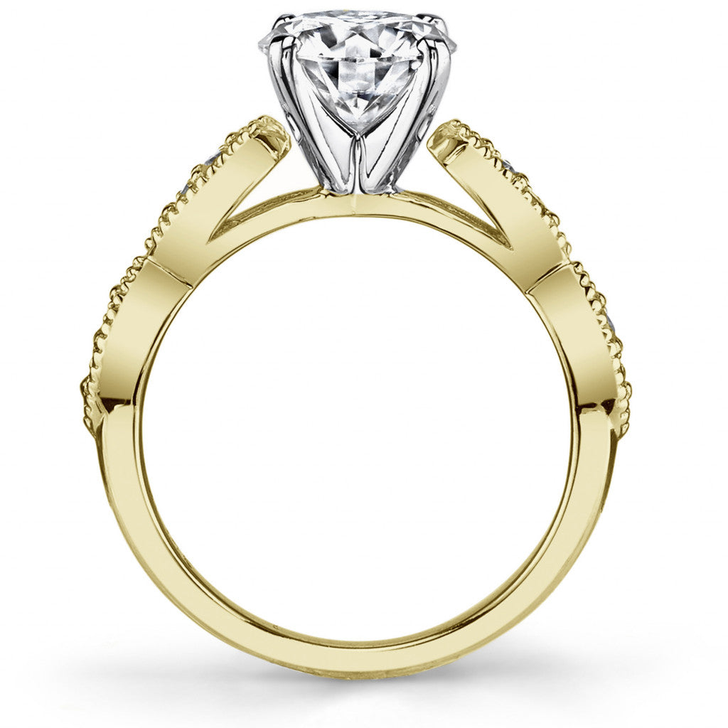 Scalloped Cathedral Moissanite Engagement Ring