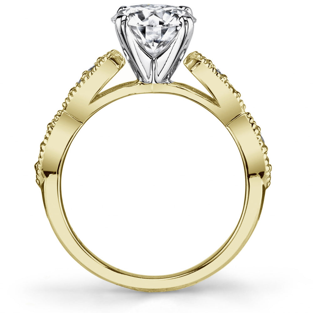 Scalloped Cathedral Moissanite Engagement Ring