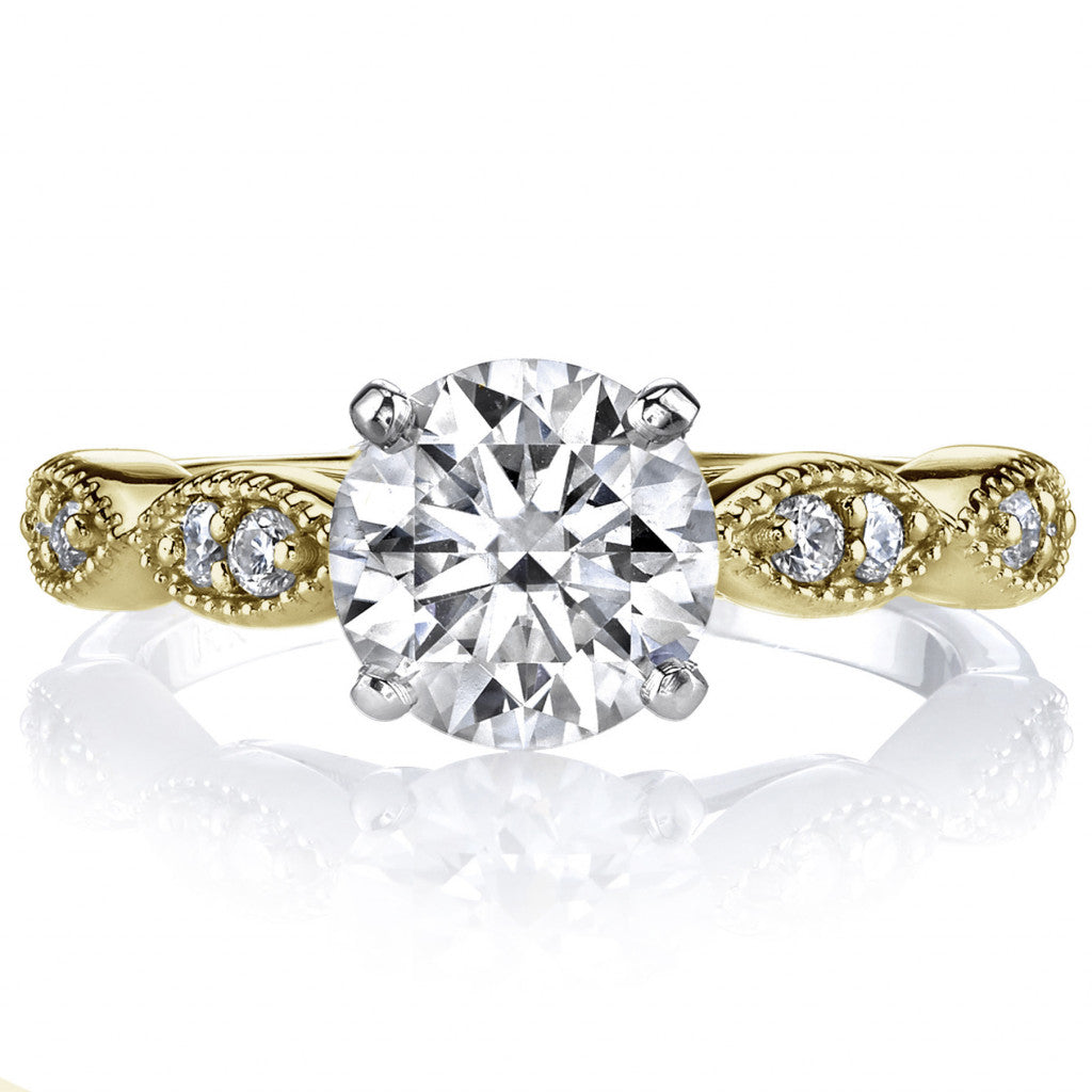 Scalloped Cathedral Moissanite Engagement Ring