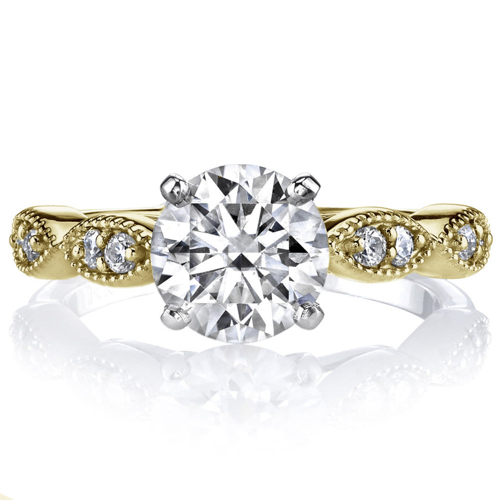 Scalloped Cathedral Moissanite Engagement Ring
