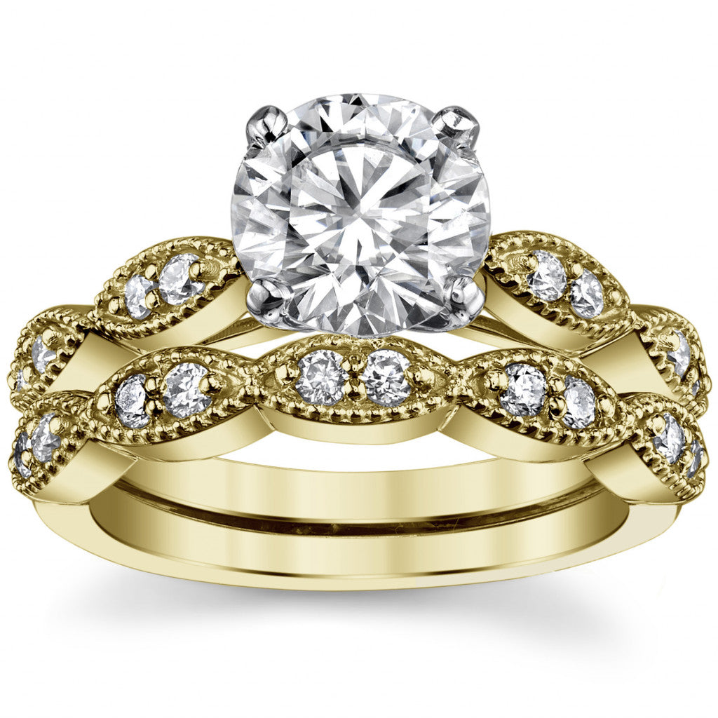 Scalloped Cathedral Moissanite Engagement Ring