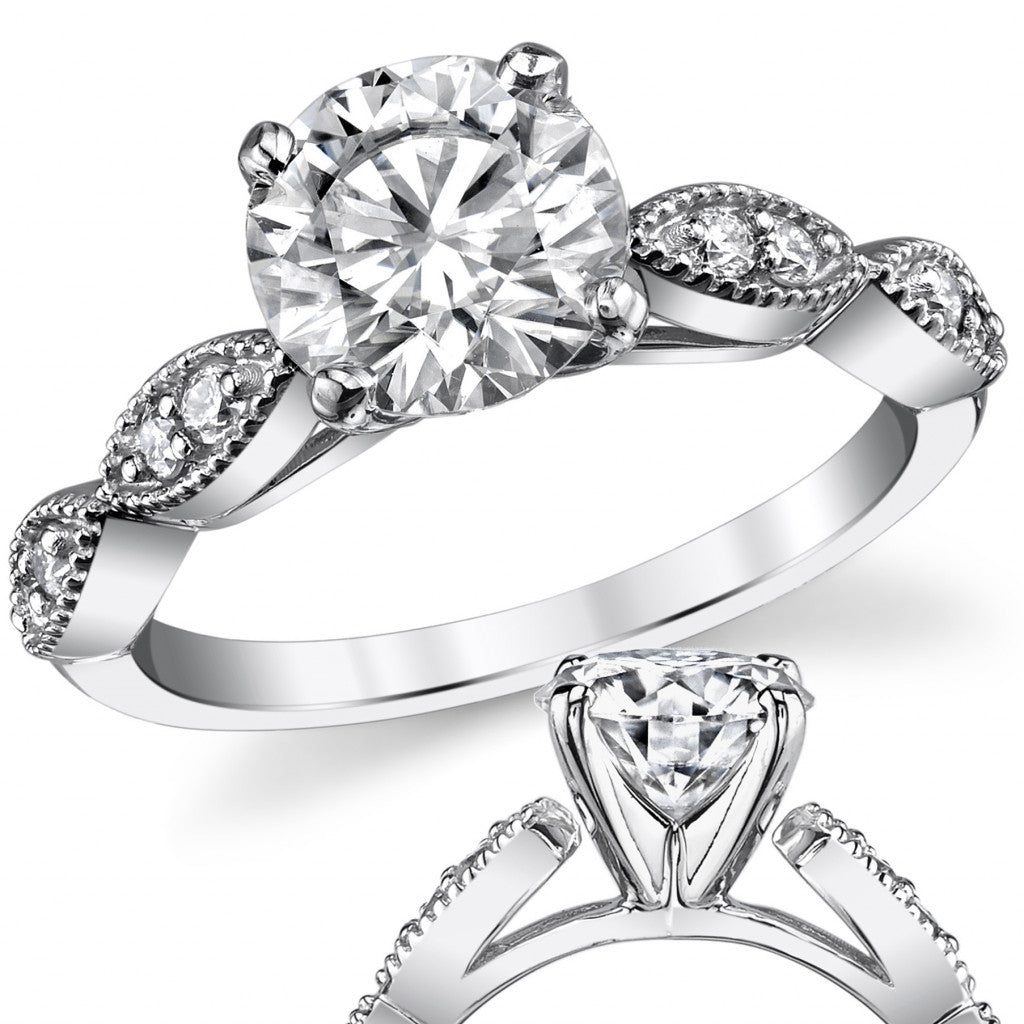 Scalloped Cathedral Moissanite Engagement Ring