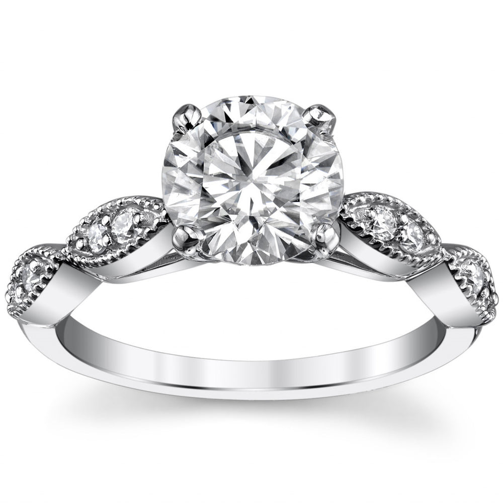 Scalloped Cathedral Moissanite Engagement Ring