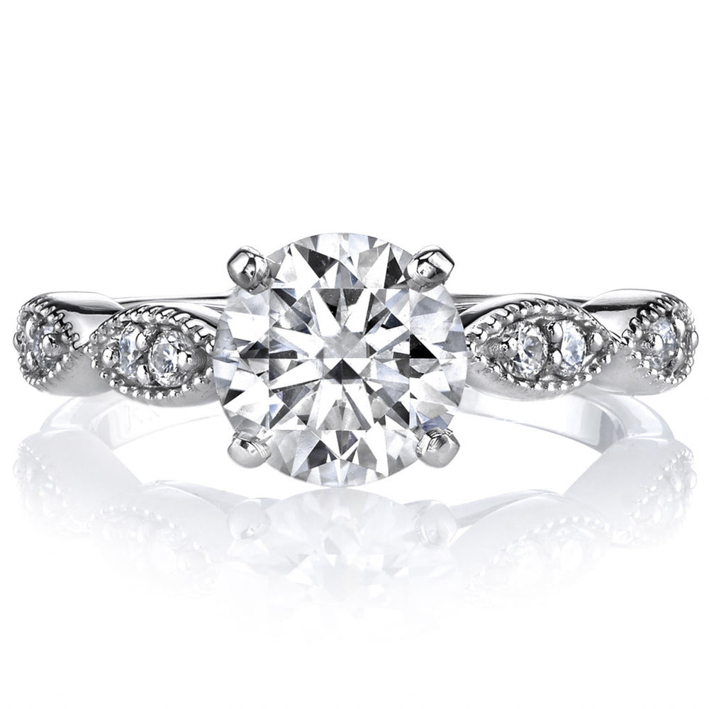 Scalloped Cathedral Moissanite Engagement Ring