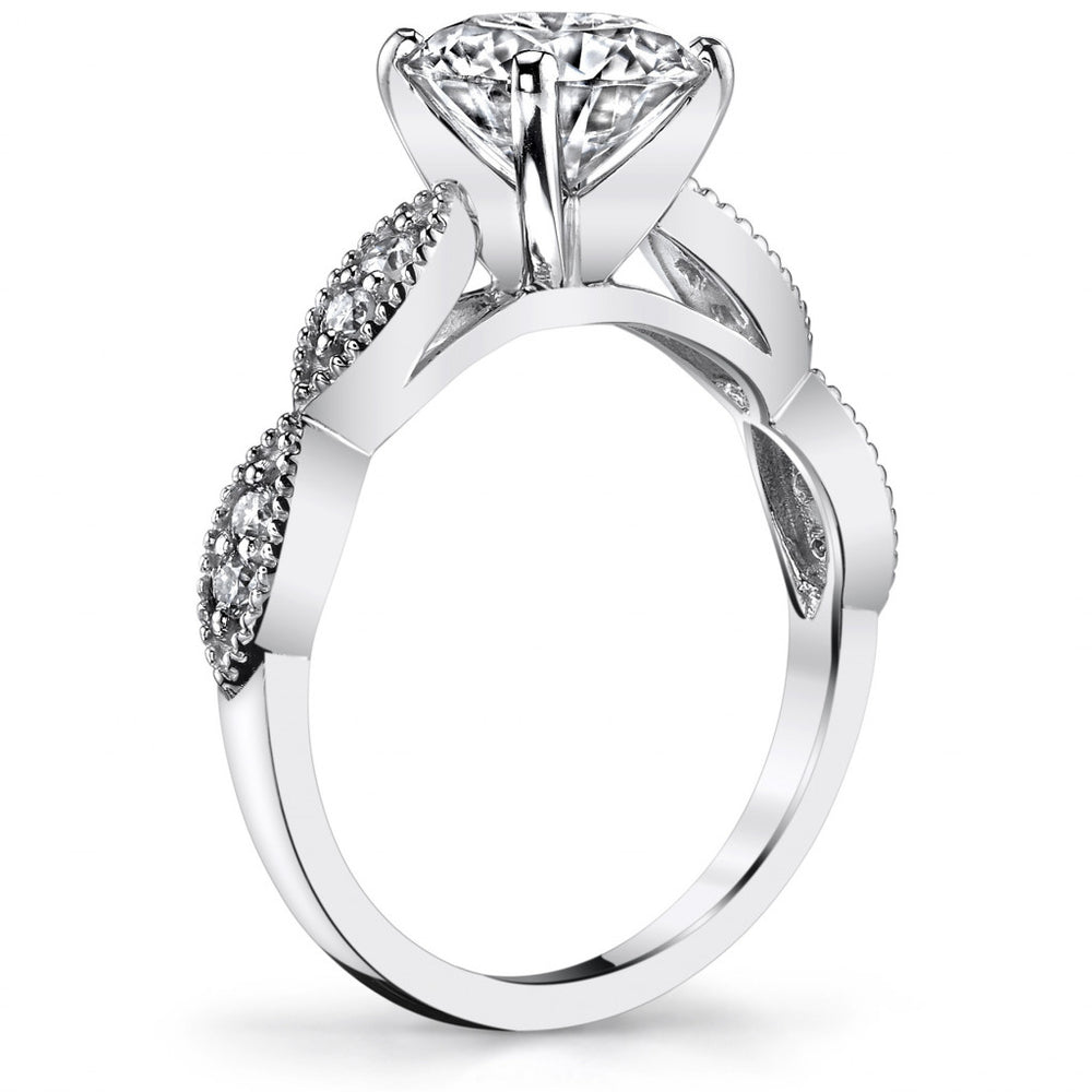 Scalloped Cathedral Moissanite Engagement Ring