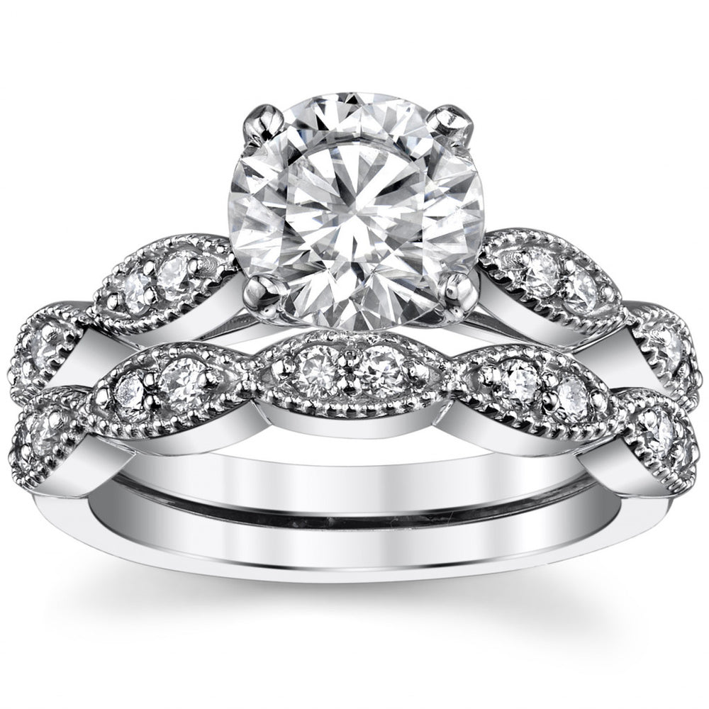 Scalloped Cathedral Moissanite Engagement Ring