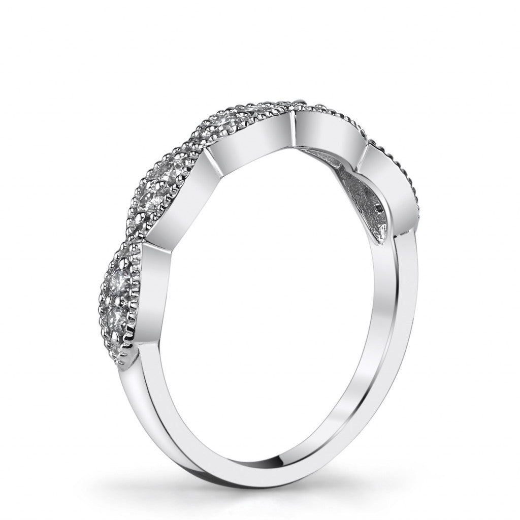 Scalloped Cathedral Moissanite Engagement Ring