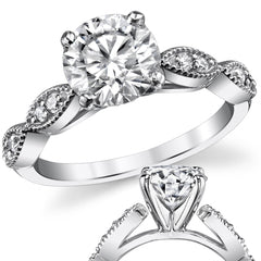 Scalloped Cathedral Moissanite Engagement Ring