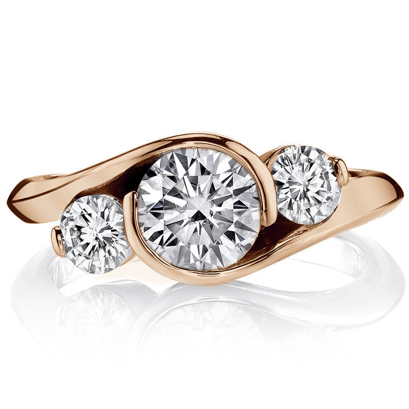 Round Bypass Three-Stone Moissanite Engagement Ring