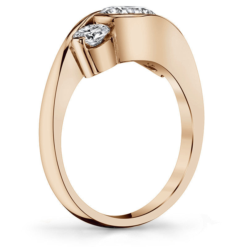 Round Bypass Three-Stone Moissanite Engagement Ring