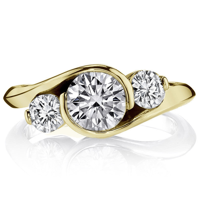 Round Bypass Three-Stone Moissanite Engagement Ring