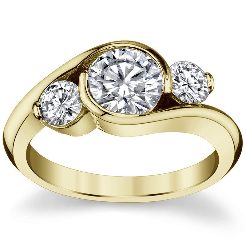 Round Bypass Three-Stone Moissanite Engagement Ring