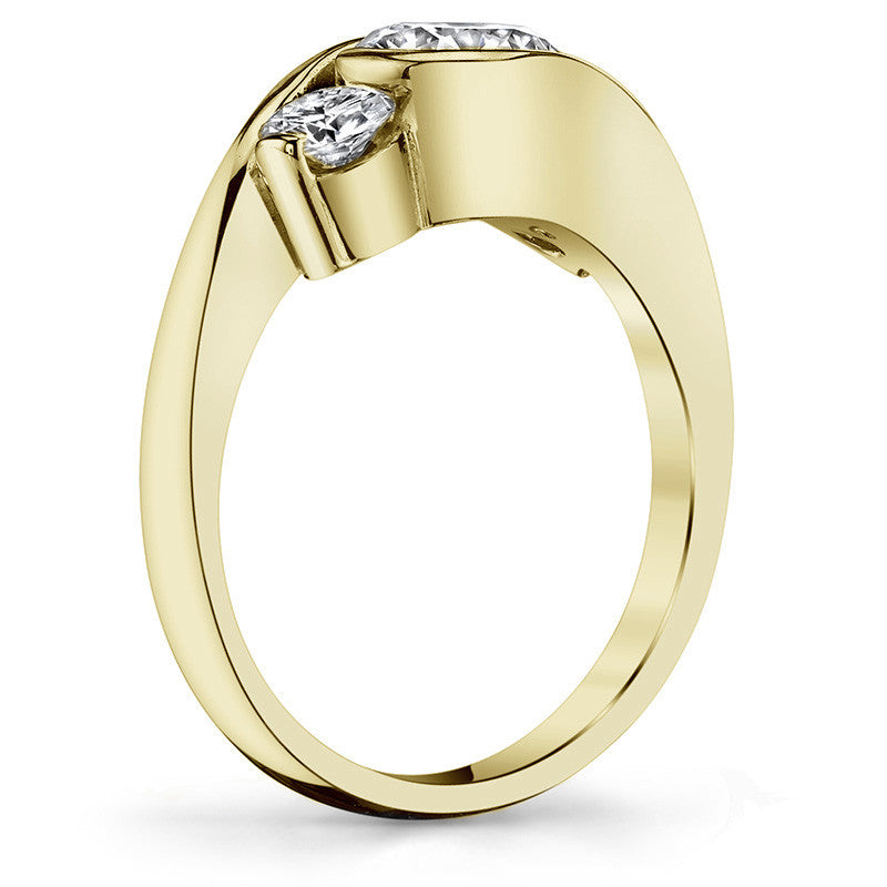 Round Bypass Three-Stone Moissanite Engagement Ring