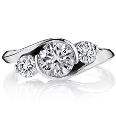 Round Bypass Three-Stone Moissanite Engagement Ring